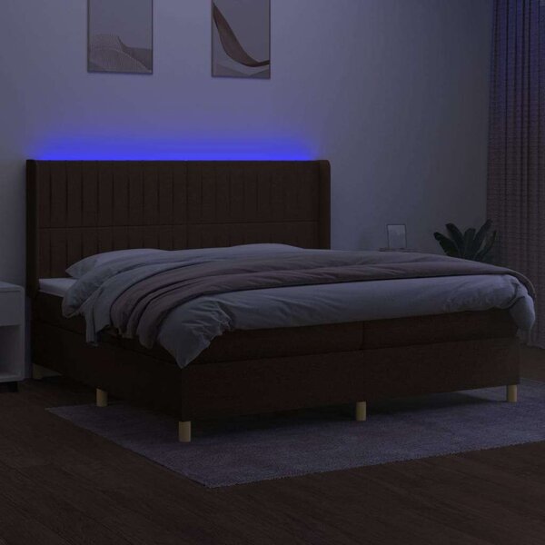 VidaXL LED-es Ágy - Barna Szövet - 200x200 cm