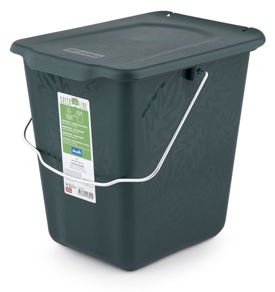 Sötétzöld komposztálható hulladékgyűjtő edény 7 l Greenlije - Rotho