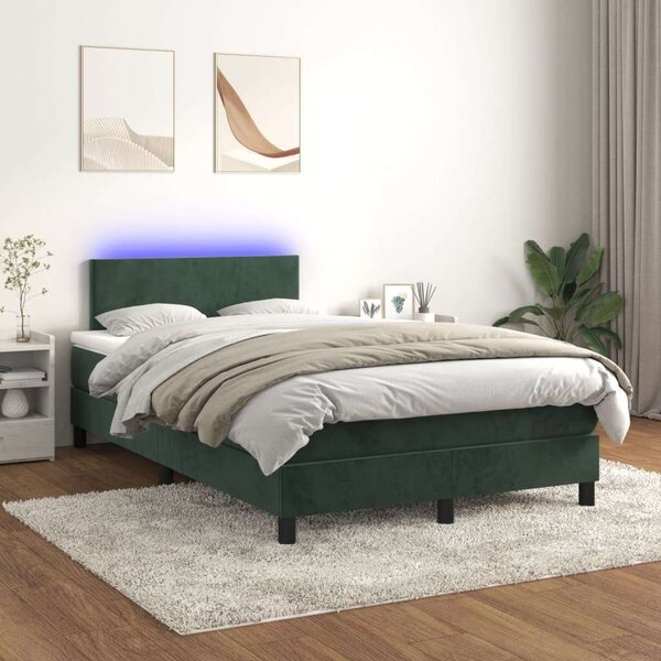 VidaXL Sötétzöld Bársony Ágy - 120x200 cm