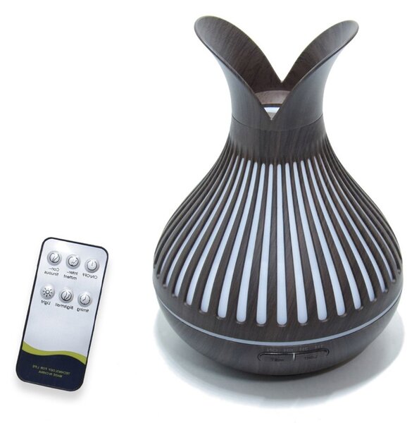 TULIP fahatású LED-es aroma diffúzor, színváltós aroma párologtató 500ml -sötétbarna