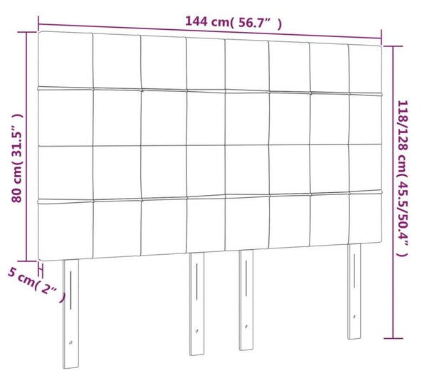 VidaXL sötétkék bársony LED-es fejtámla 144x5x118/128 cm