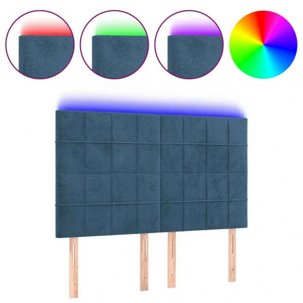 VidaXL sötétkék bársony LED-es fejtámla 144x5x118/128 cm