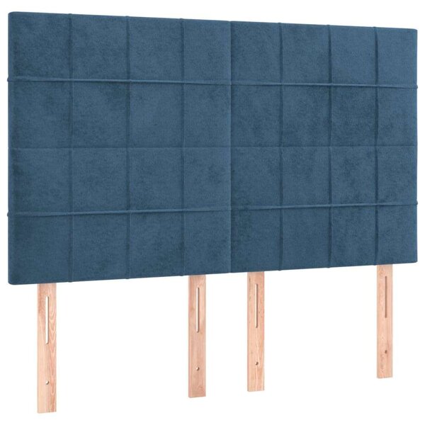 VidaXL sötétkék bársony LED-es fejtámla 144x5x118/128 cm
