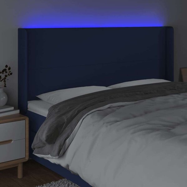 VidaXL Kék Szövet LED Ágyfejtámla - 163x16x118/128cm