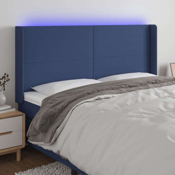 VidaXL Kék Szövet LED Ágyfejtámla - 163x16x118/128cm