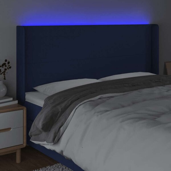 VidaXL Kék Szövet LED Ágyfejtámla - 163x16x118/128cm
