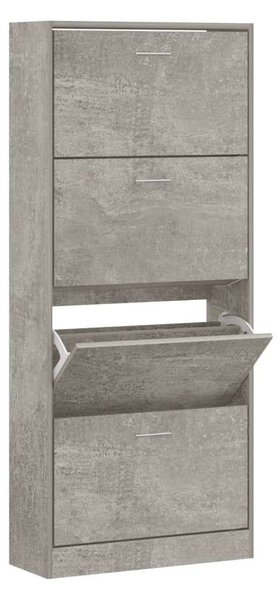 VidaXL betonszürke szerelt fa cipőszekrény 63x24x147 cm
