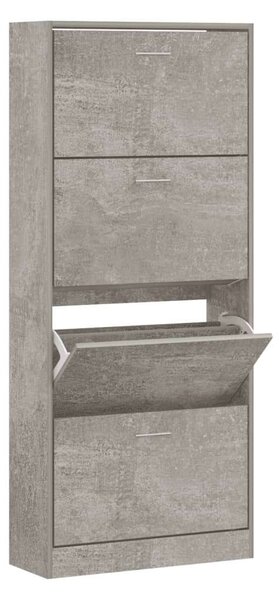 VidaXL betonszürke szerelt fa cipőszekrény 63x24x147 cm