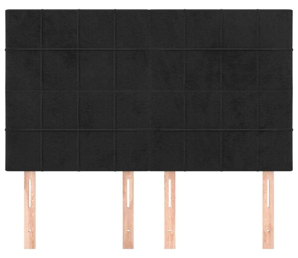 Bársony Fejtámla Szett - 4 db - Fekete - 72x5x78/88cm