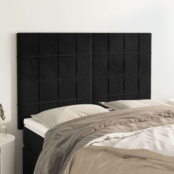 Bársony Fejtámla Szett - 4 db - Fekete - 72x5x78/88cm