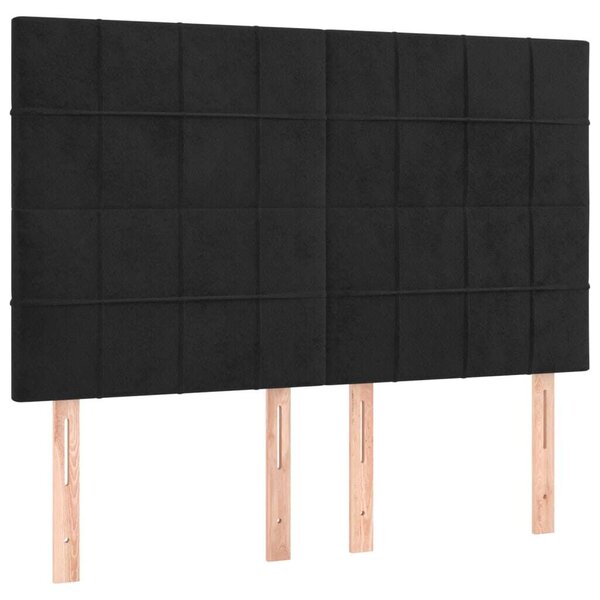 Bársony Fejtámla Szett - 4 db - Fekete - 72x5x78/88cm