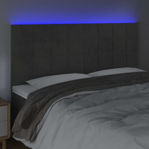 VidaXL sötétszürke bársony LED-es fejtámla 160x5x118/128 cm