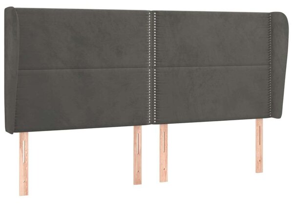 VidaXL Bársony Fejtámla Szárnyakkal - Sötétszürke - 163x23x118/128cm