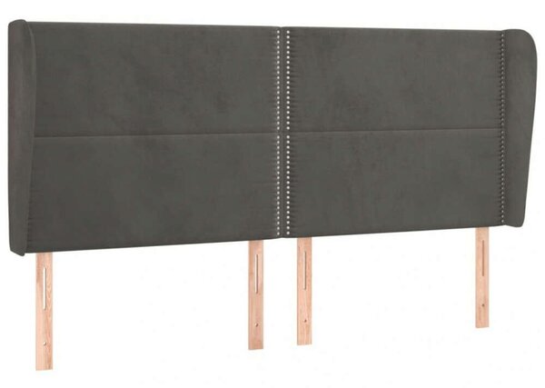 VidaXL Bársony Fejtámla Szárnyakkal - Sötétszürke - 163x23x118/128cm