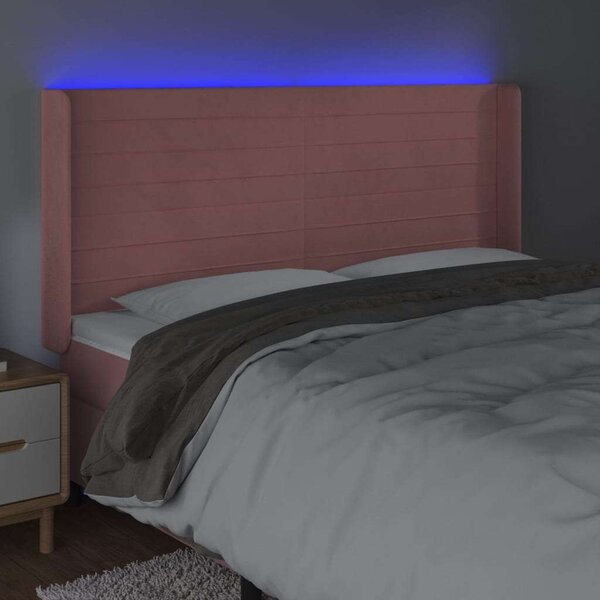 VidaXL rózsaszín bársony LED-es fejtámla 203x16x118/128 cm