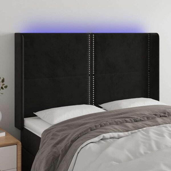 Bársony LED Fejtámla - Fekete - 147x16x118/128cm