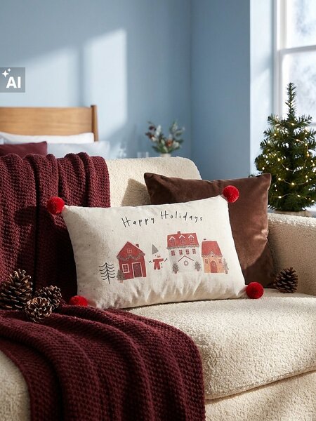 Sinsay - Karácsonyi párna „Happy Holidays” felirattal - többszínű