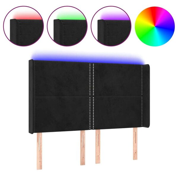 Bársony LED Fejtámla - Fekete - 147x16x118/128cm