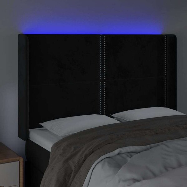 Bársony LED Fejtámla - Fekete - 147x16x118/128cm