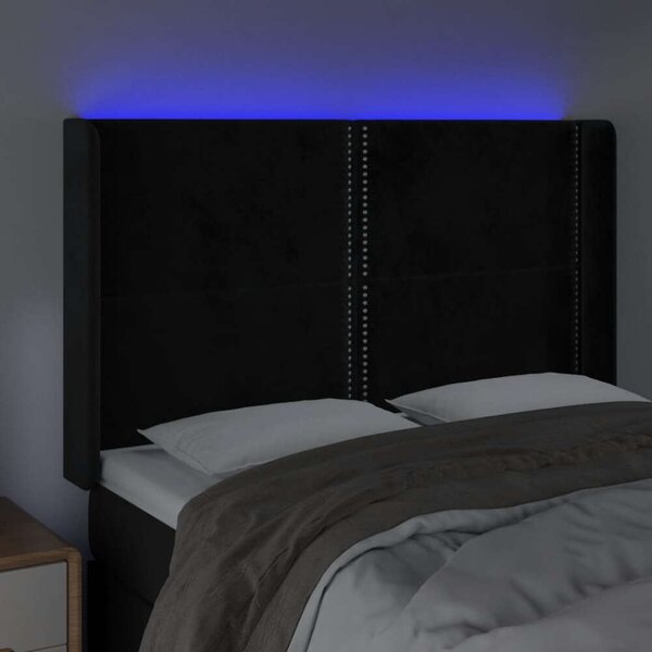 Bársony LED Fejtámla - Fekete - 147x16x118/128cm