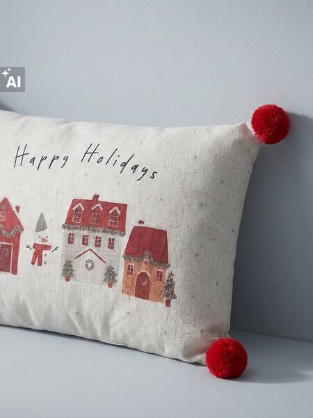 Sinsay - Karácsonyi párna „Happy Holidays” felirattal - többszínű