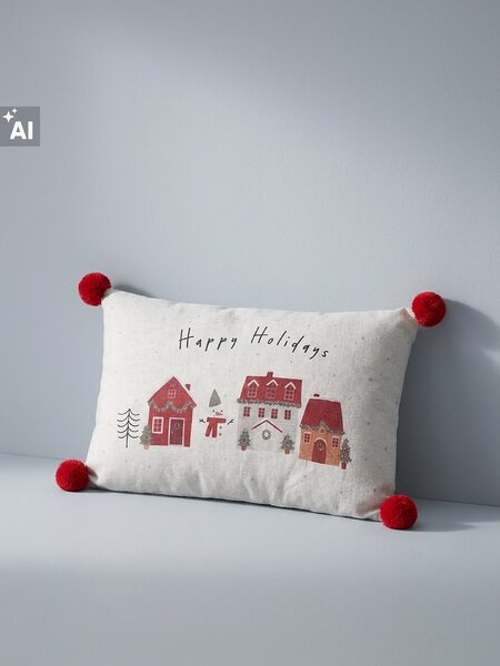 Sinsay - Karácsonyi párna „Happy Holidays” felirattal - többszínű