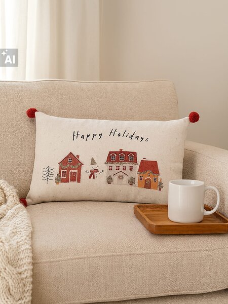Sinsay - Karácsonyi párna „Happy Holidays” felirattal - többszínű