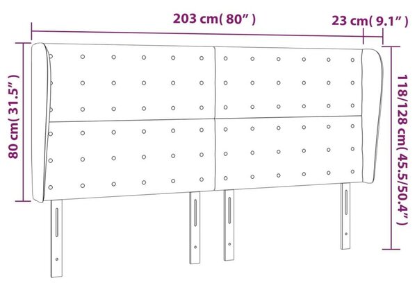 VidaXL krémszínű műbőr fejtámla szárnyakkal 203x23x118/128 cm