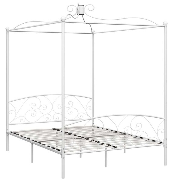 VidaXL Fehér Fém Baldachinos Ágykeret - 180x200 cm