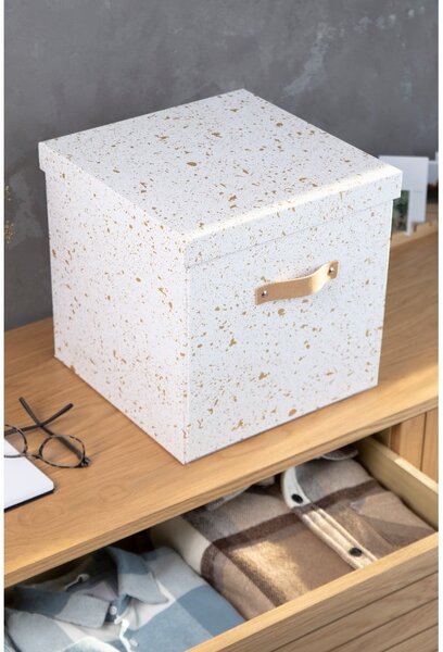 Logan aranyszínű-fehér tárolódoboz - Bigso Box of Sweden