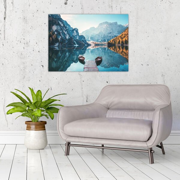 Kép - Csónakok a Braies-tónál (70x50 cm)