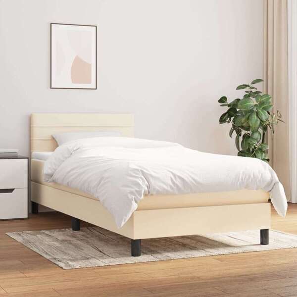 VidaXL krémszínű szövet rugós ágy matraccal 100 x 200 cm