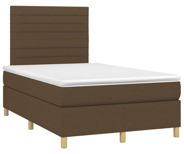 VidaXL barna szövet rugós és LED-es ágy matraccal 120 x 200 cm