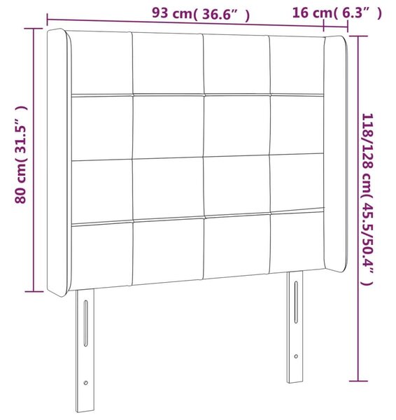 VidaXL Szövet Ágyfejtámla LED-del - Barna - 93x16x118/128cm