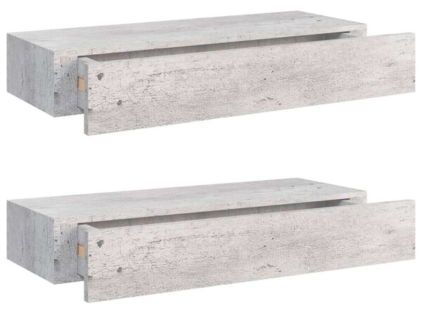 VidaXL Fali Polc Fiókkal - Beton Szürke - 60cm