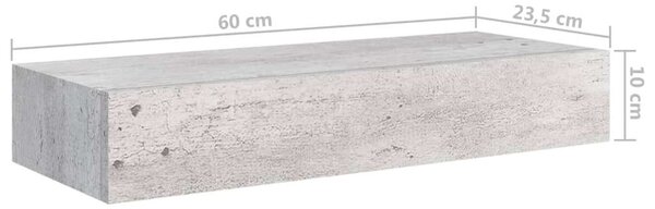 VidaXL Fali Polc Fiókkal - Beton Szürke - 60cm