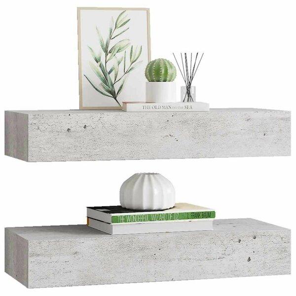 VidaXL Fali Polc Fiókkal - Beton Szürke - 60cm