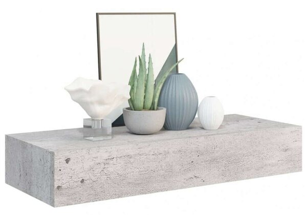 VidaXL Fali Polc Fiókkal - Beton Szürke - 60cm