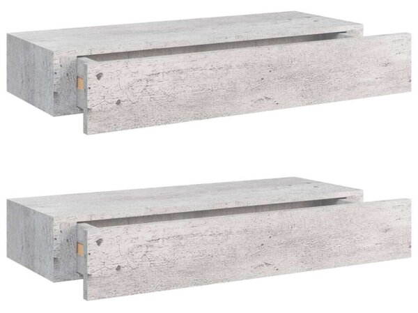 VidaXL Fali Polc Fiókkal - Beton Szürke - 60cm