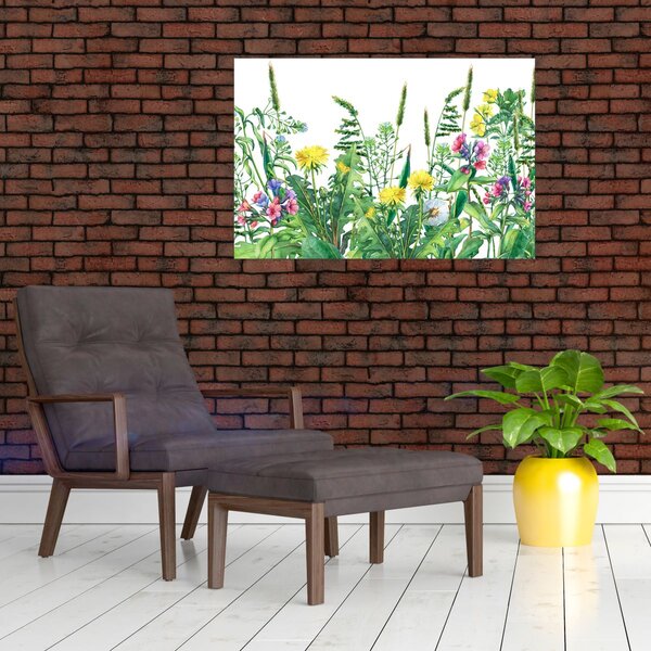 Kép - Festett réti virágok (90x60 cm)