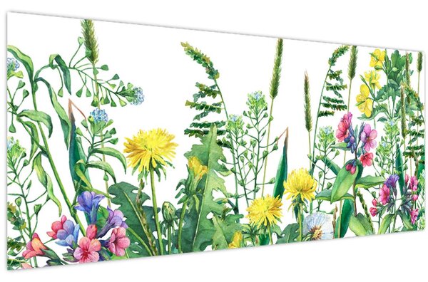 Kép - Festett réti virágok (120x50 cm)