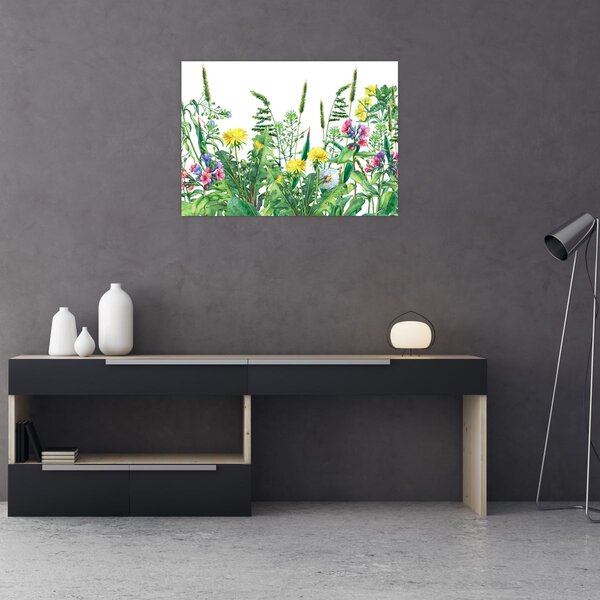 Kép - Festett réti virágok (70x50 cm)