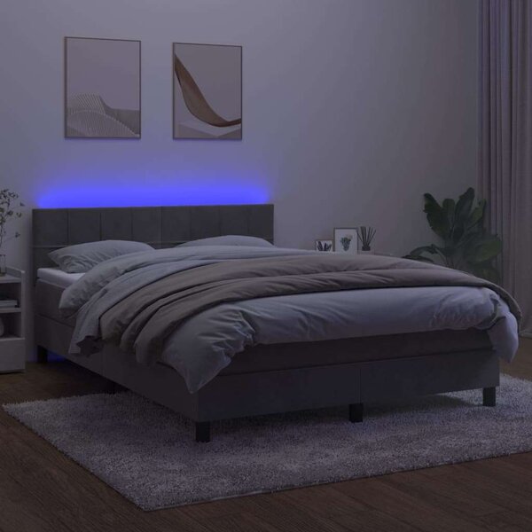 VidaXL LED-es Bársony Ágy - 140x200 cm