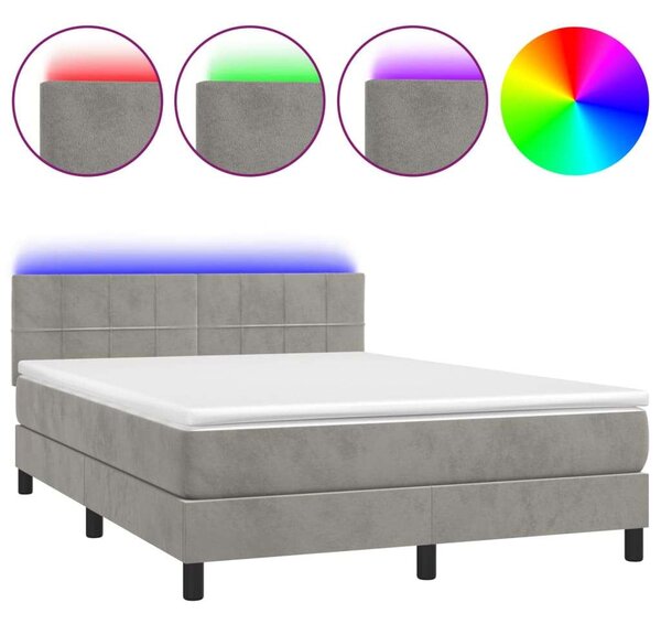 VidaXL LED-es Bársony Ágy - 140x200 cm