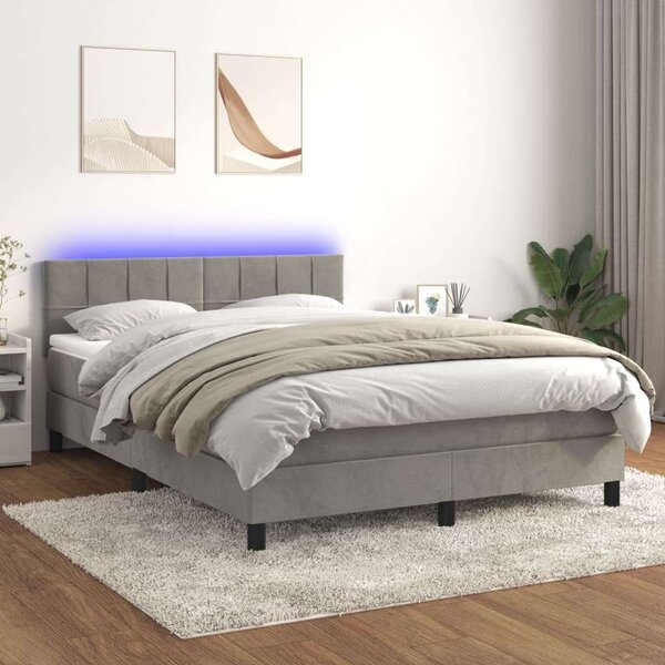 VidaXL LED-es Bársony Ágy - 140x200 cm