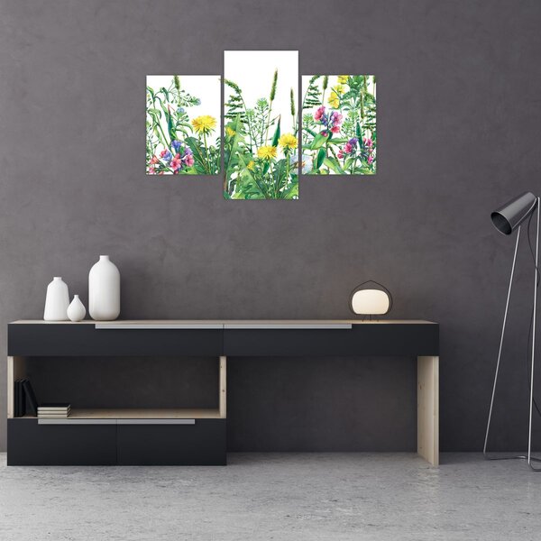Kép - Festett réti virágok (90x60 cm)