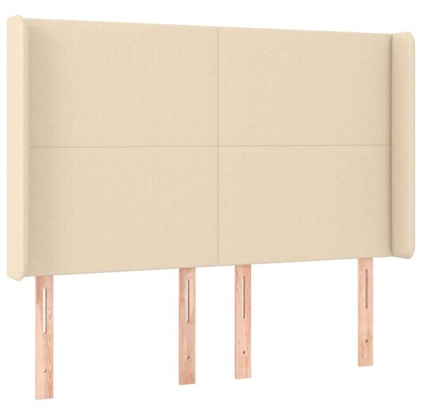 VidaXL LED Ágyfejtámla - Krémszínű Szövet - 147x16x118/128 cm