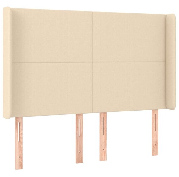 VidaXL LED Ágyfejtámla - Krémszínű Szövet - 147x16x118/128 cm