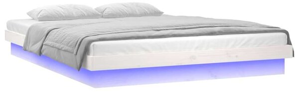 VidaXL LED-es Ágykeret - Fenyőfa - Fehér - 120x190 cm