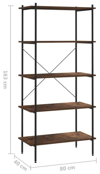 VidaXL 5 Polcos Polcrendszer - Tölgyfa/Fekete - 80x40x163 cm